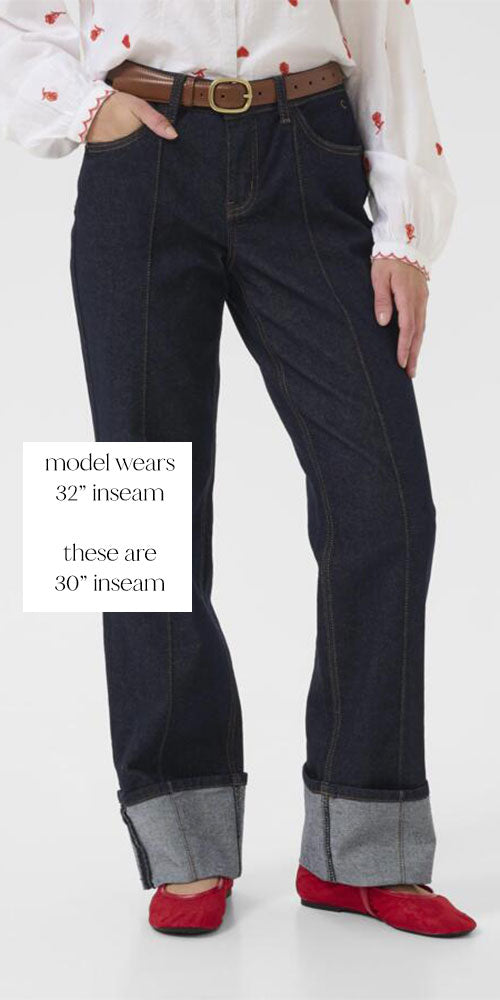 Cream Cuffed Indigo Jeans