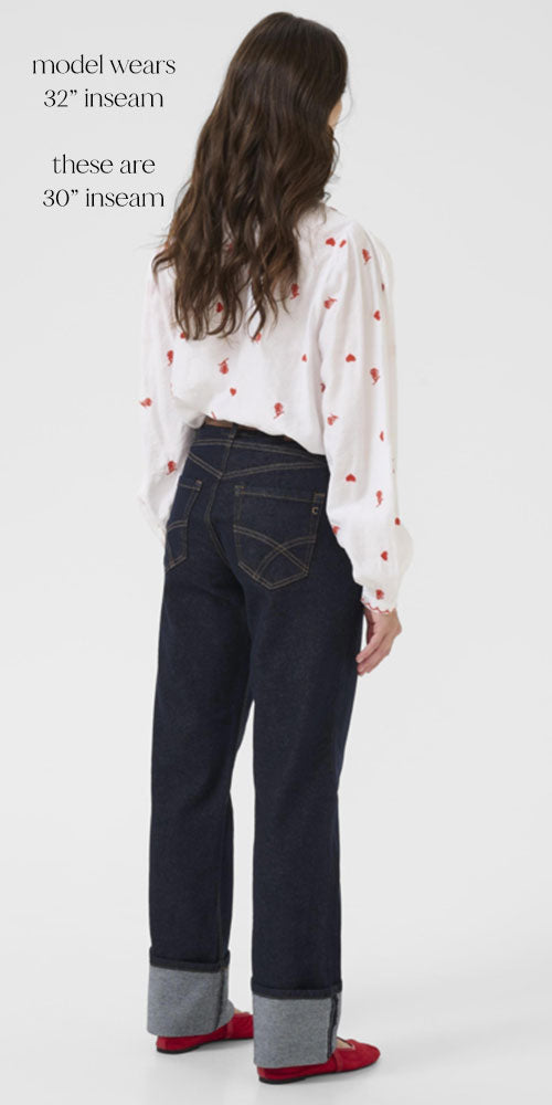 Cream Cuffed Indigo Jeans