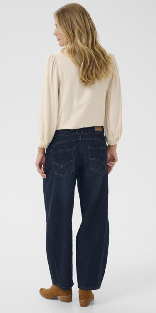 Cream Indigo Barrel Jeans