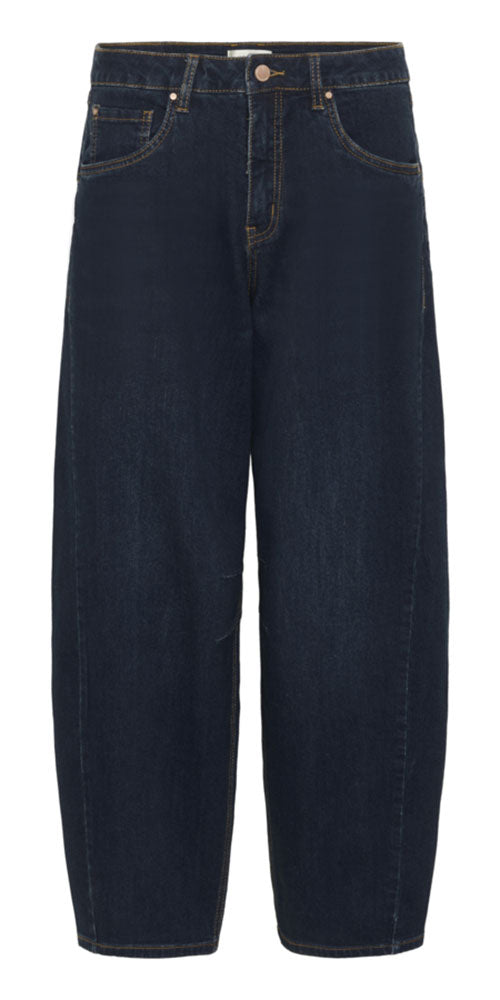 Cream Indigo Barrel Jeans