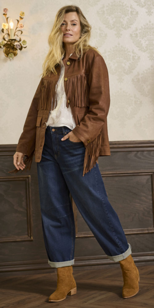 Cream Indigo Barrel Jeans