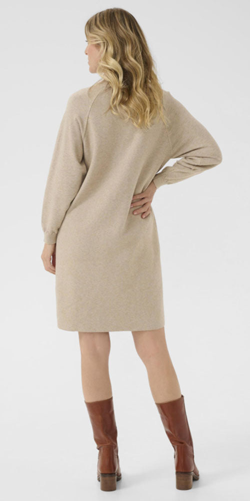 Cream Mock Neck Sweater Dress