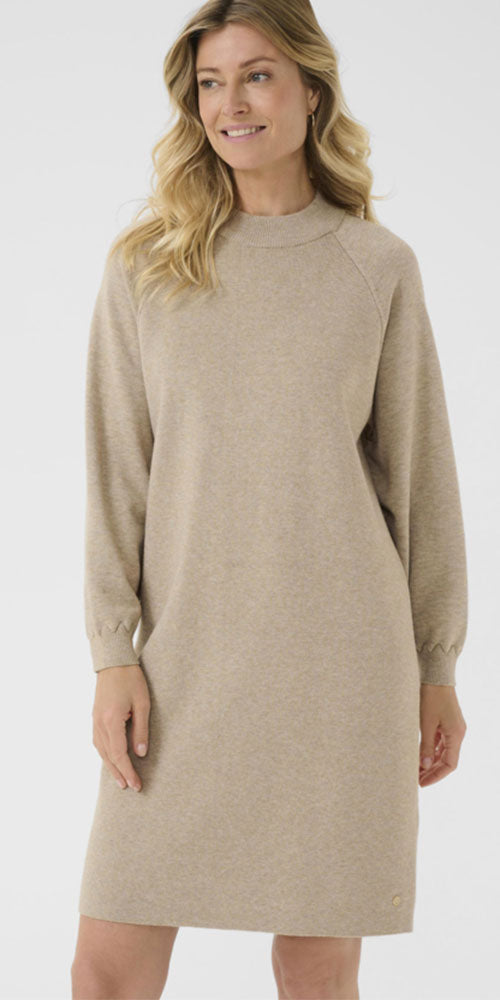 Cream Mock Neck Sweater Dress