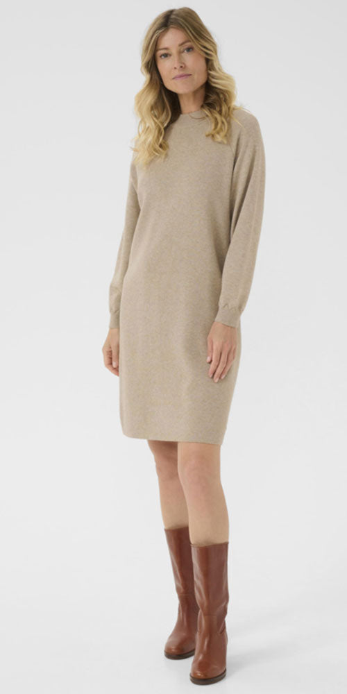 Cream Mock Neck Sweater Dress