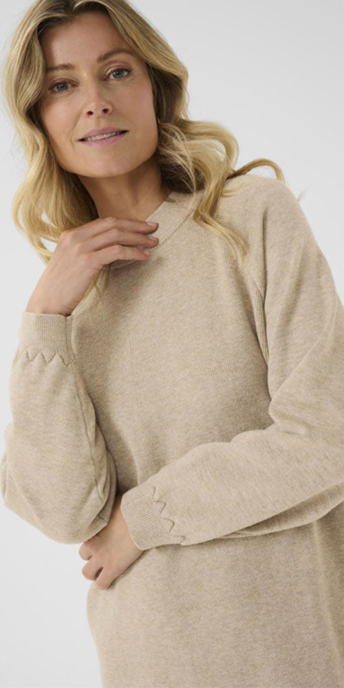 Cream Mock Neck Sweater Dress