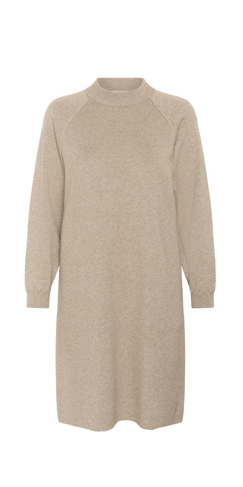 Cream Mock Neck Sweater Dress