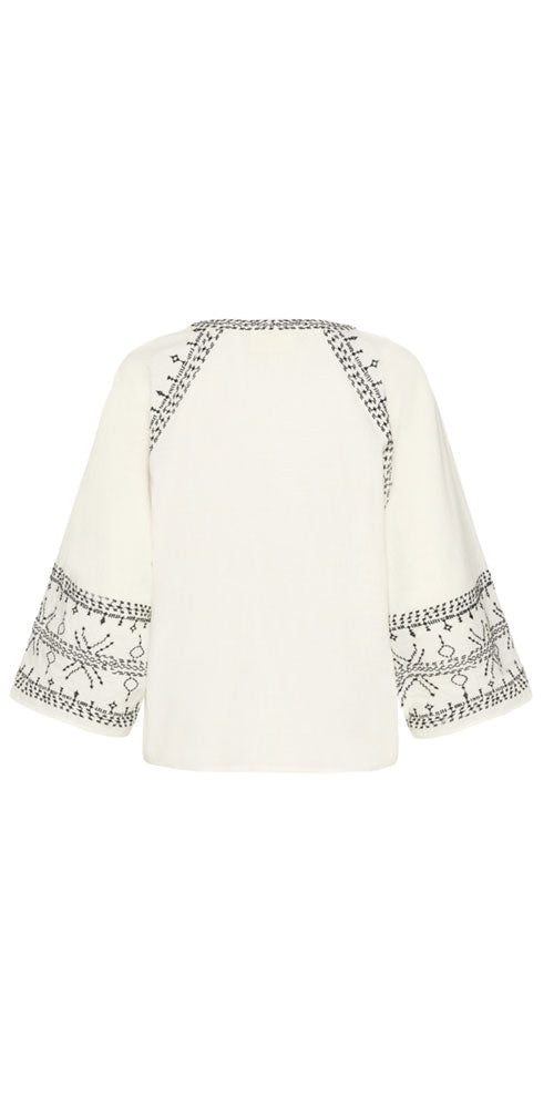 Cream Embroidered Tunic Shirt