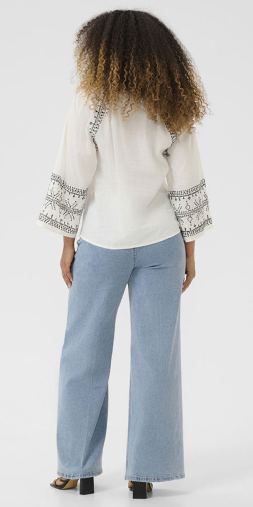 Cream Embroidered Tunic Shirt