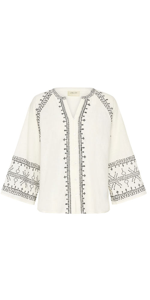 Cream Embroidered Tunic Shirt