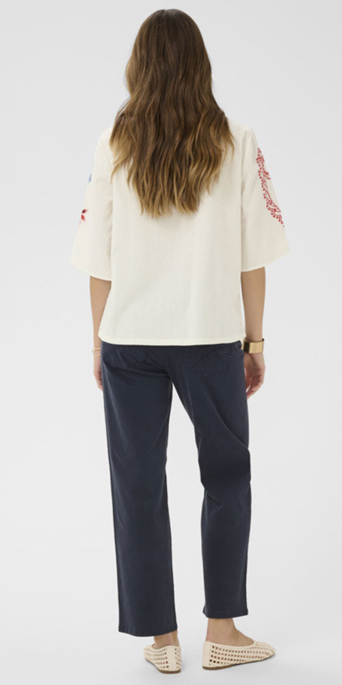 Cream Embroidered Seersucker Tunic