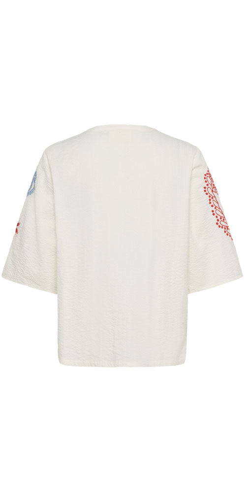 Cream Embroidered Seersucker Tunic
