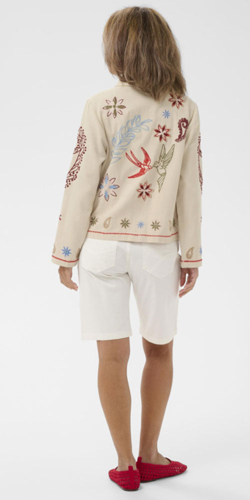 Cream Embroidered Twill Jacket