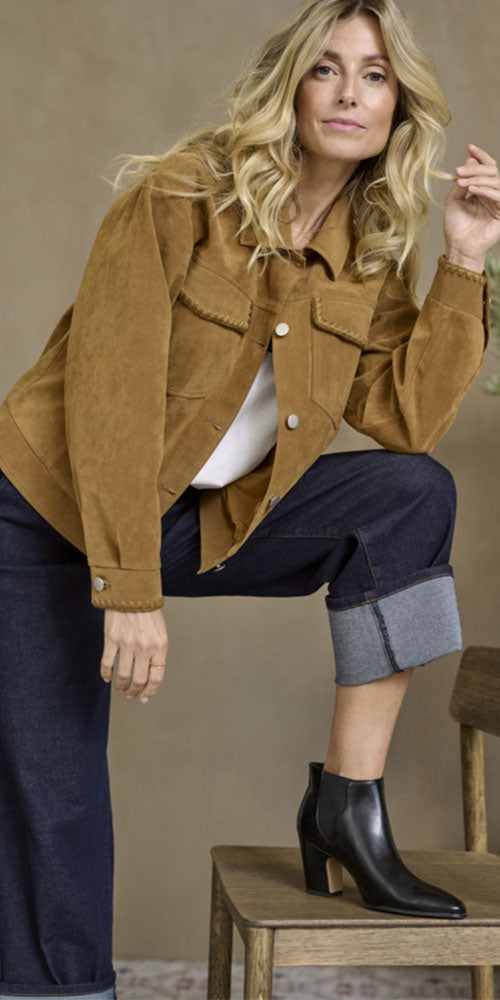 Cream Faux Suede Jacket
