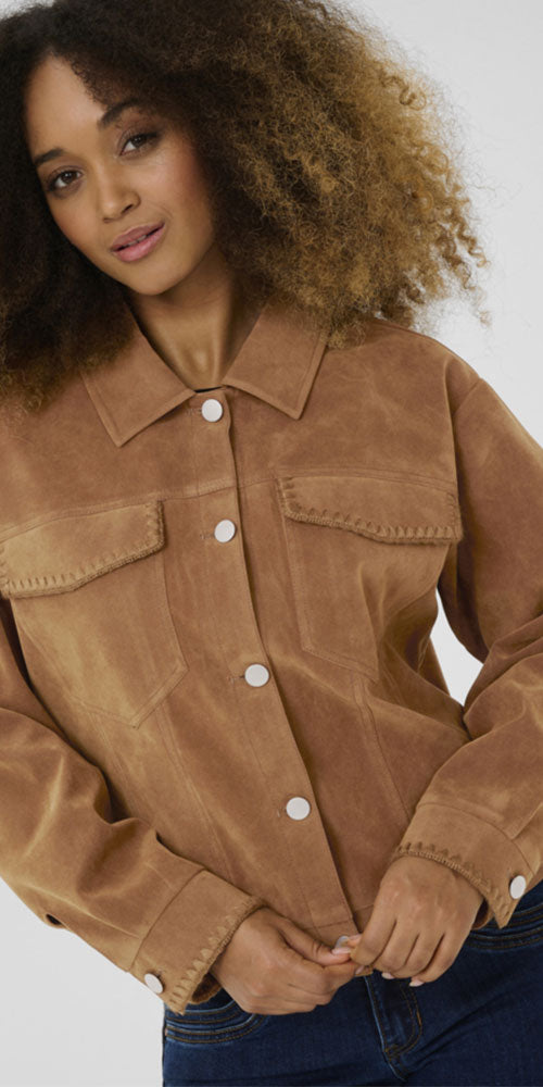 Cream Faux Suede Jacket
