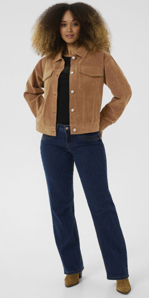 Cream Faux Suede Jacket
