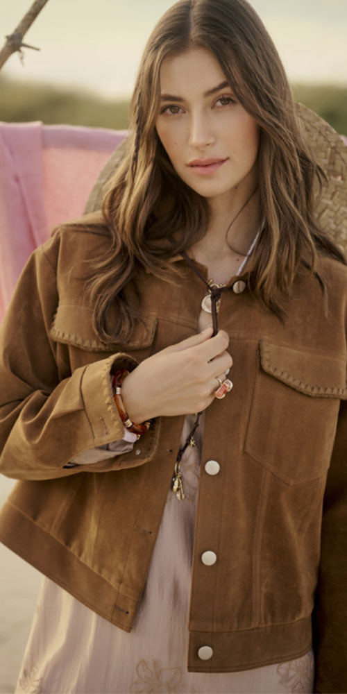 Cream Faux Suede Jacket