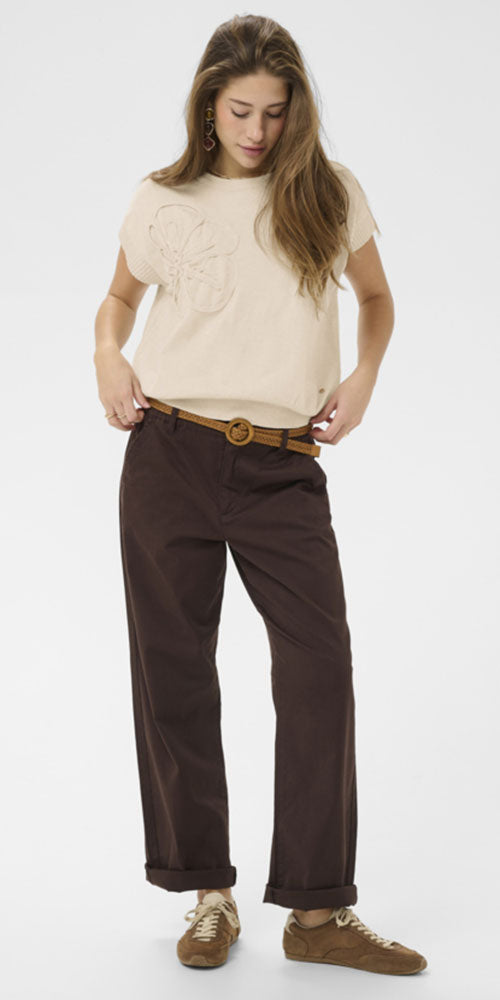 Cream Flower Pullover, oatmeal