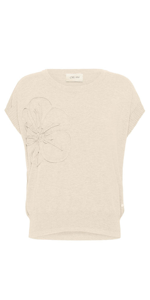 Cream Flower Pullover, oatmeal
