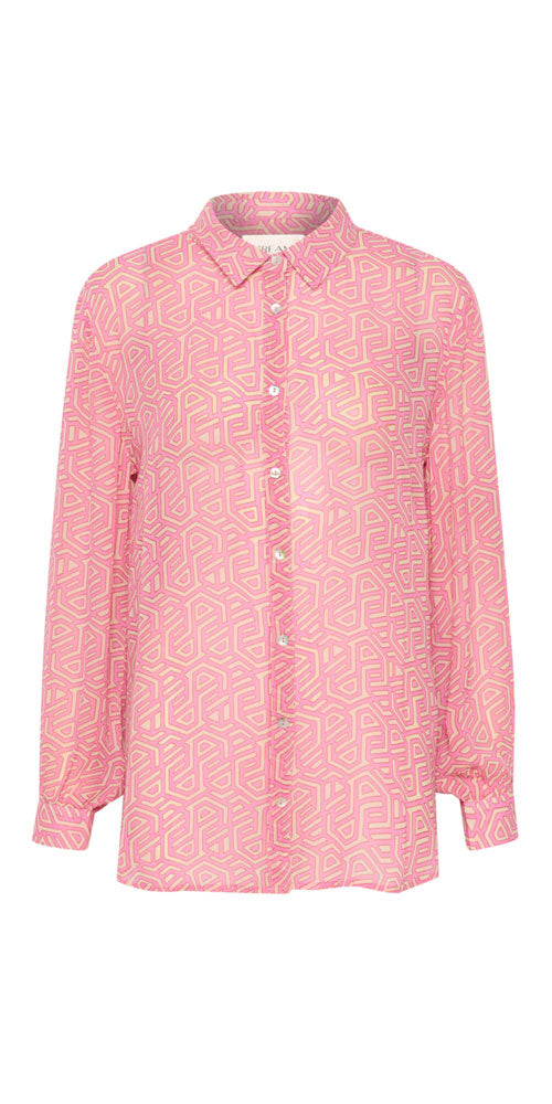 Cream Geometric Print Shirt, pink