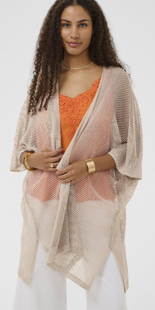 Cream Gilded Mesh Cardy/Shawl