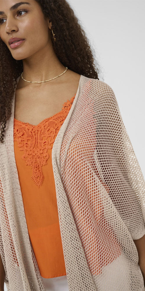 Cream Gilded Mesh Cardy/Shawl