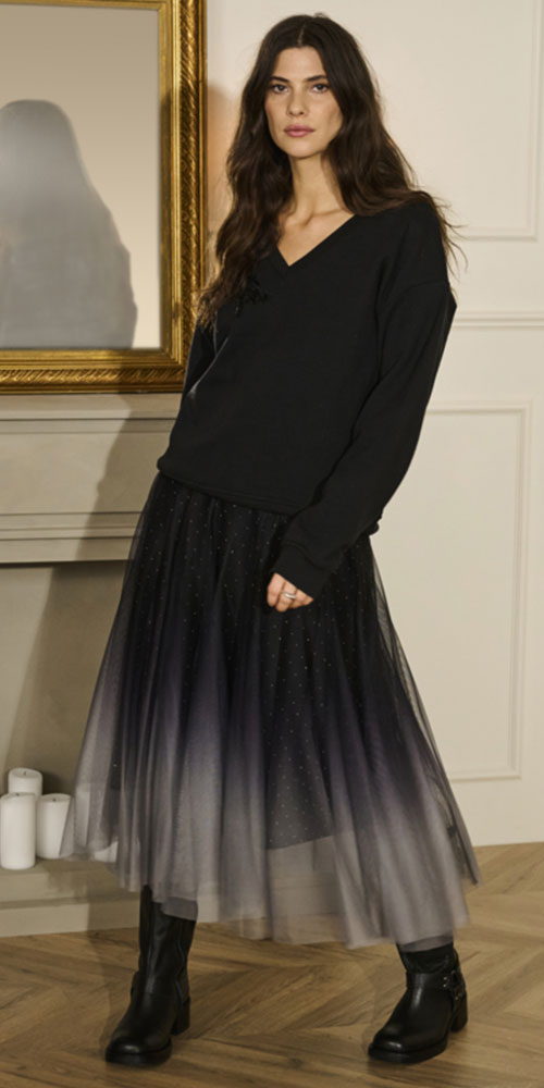 Cream Glittery Tulle Skirt
