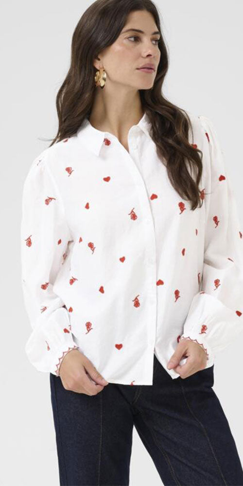 Cream Heart and Rose Blouse