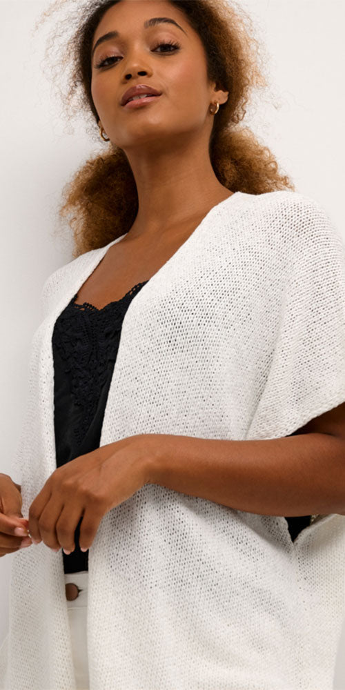 Cream Knit Kimono Cardy, off-white