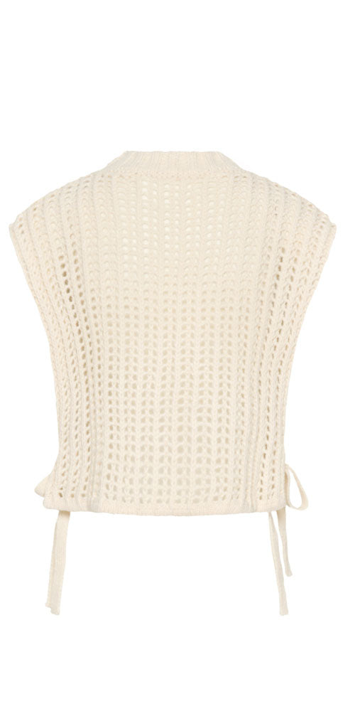 Cream Side Tie Knit Vest