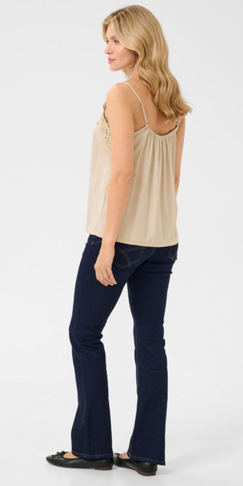 Cream Lace Trim Cami, sand