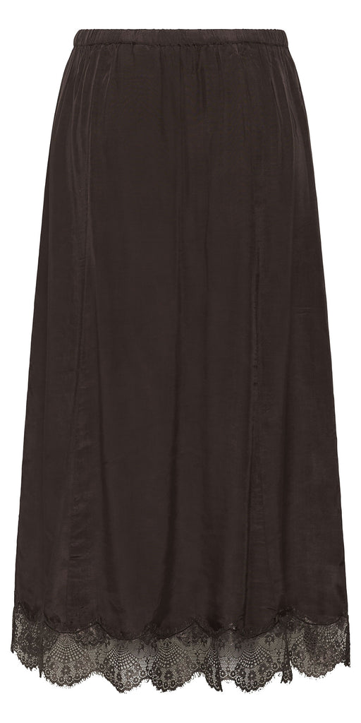 Cream Lace Trim A-line Skirt, espresso