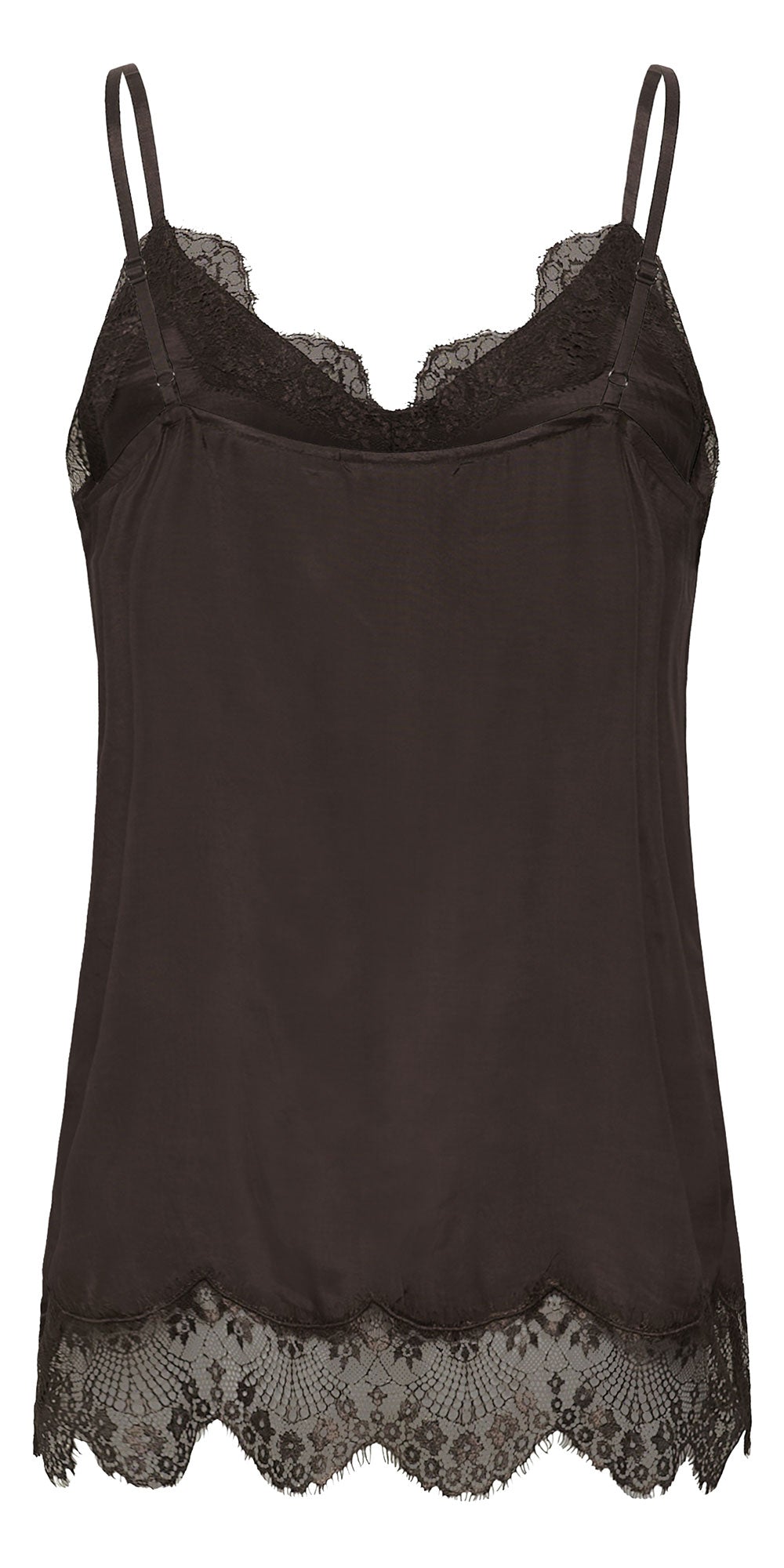 Cream Lace Trim Cami, espresso