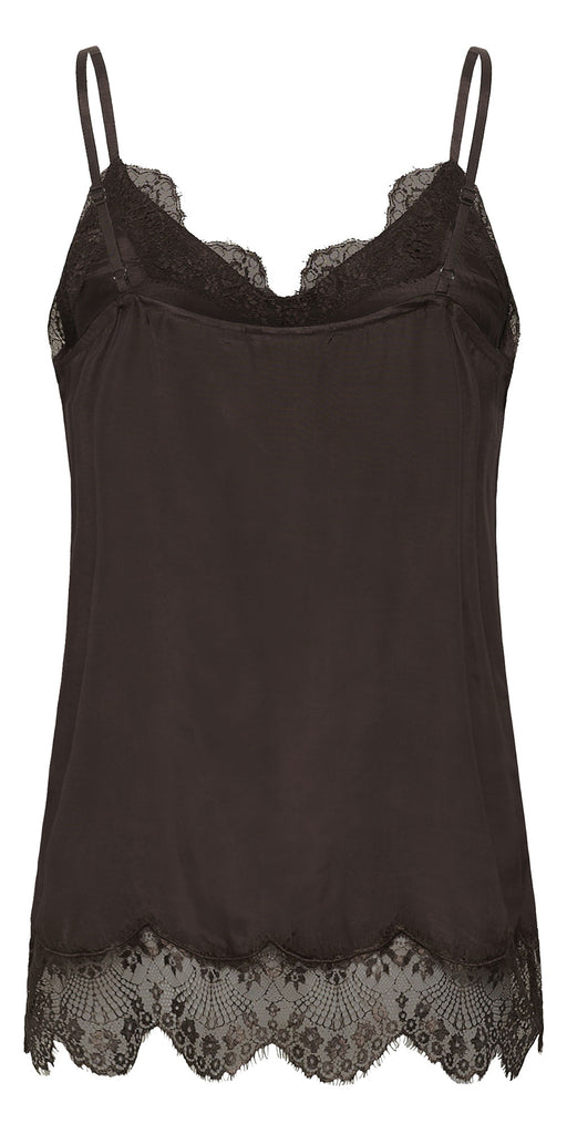 Cream Lace Trim Cami, espresso
