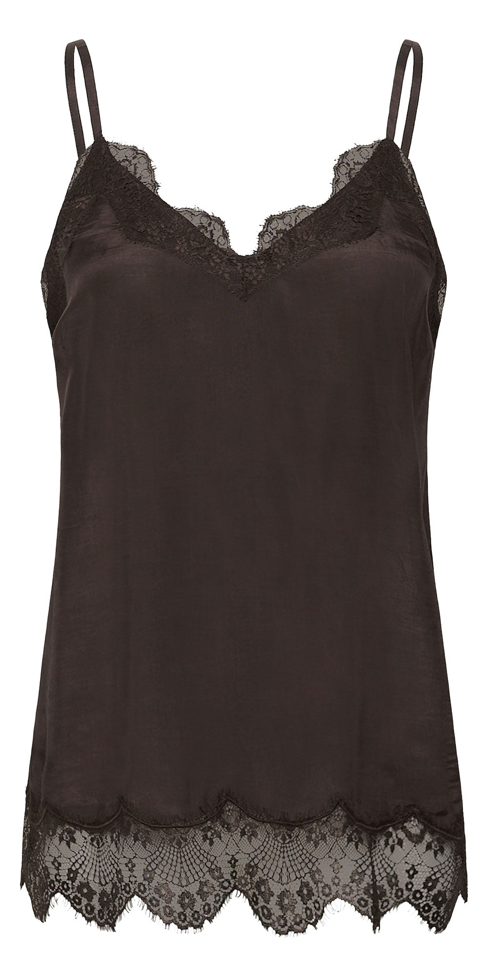 Cream Lace Trim Cami, espresso