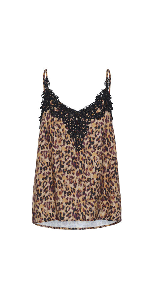 Cream Leopard and Lace Cami