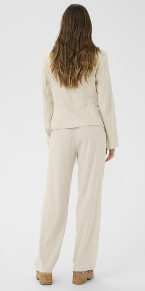 Cream Linen Blend Trousers, sand