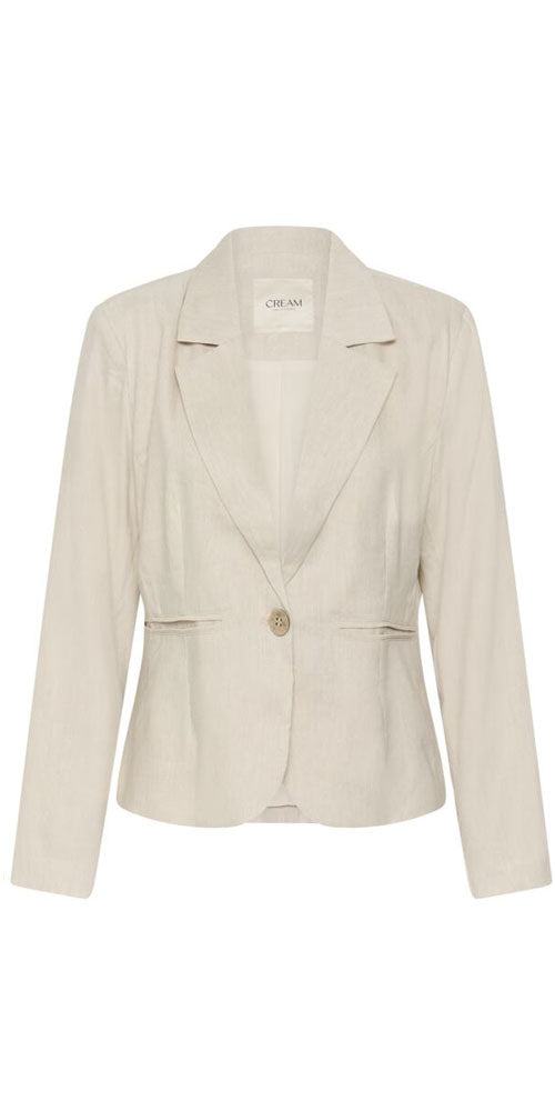 Cream Linen Blend Blazer, sand