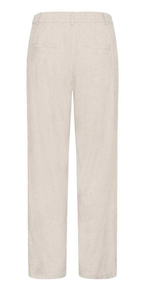 Cream Linen Blend Trousers, sand