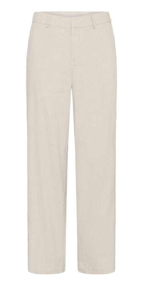 Cream Linen Blend Trousers, sand