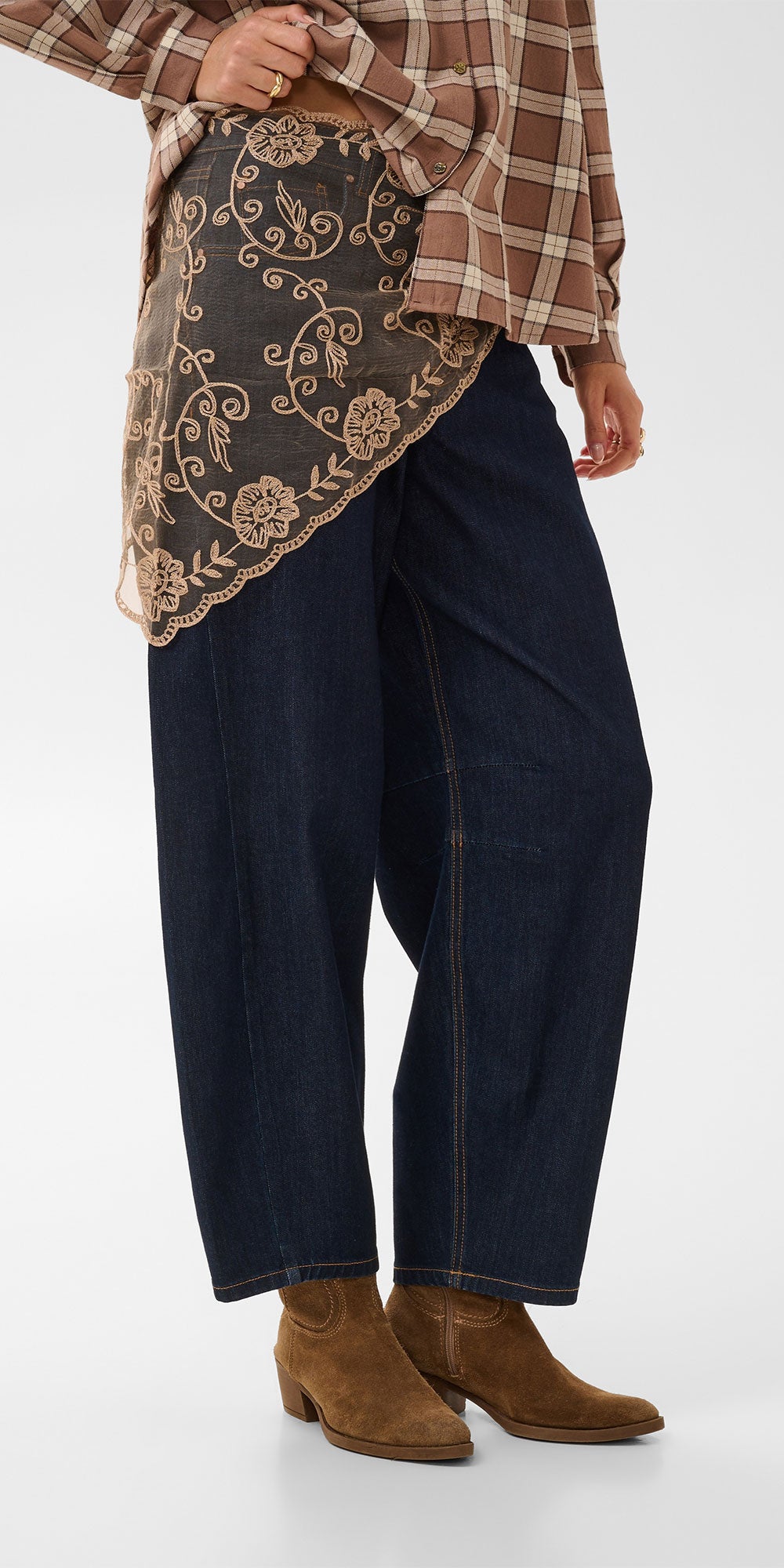 Cream Organza & Lace Scarf, sand