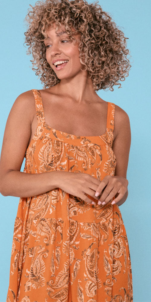 Cream and orange clearance dress