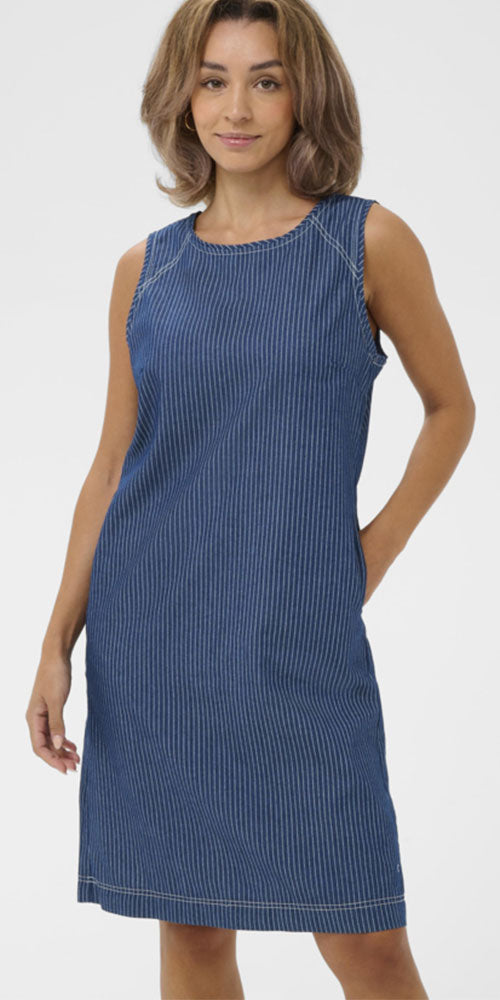 Cream Pinstripe Shift Dress