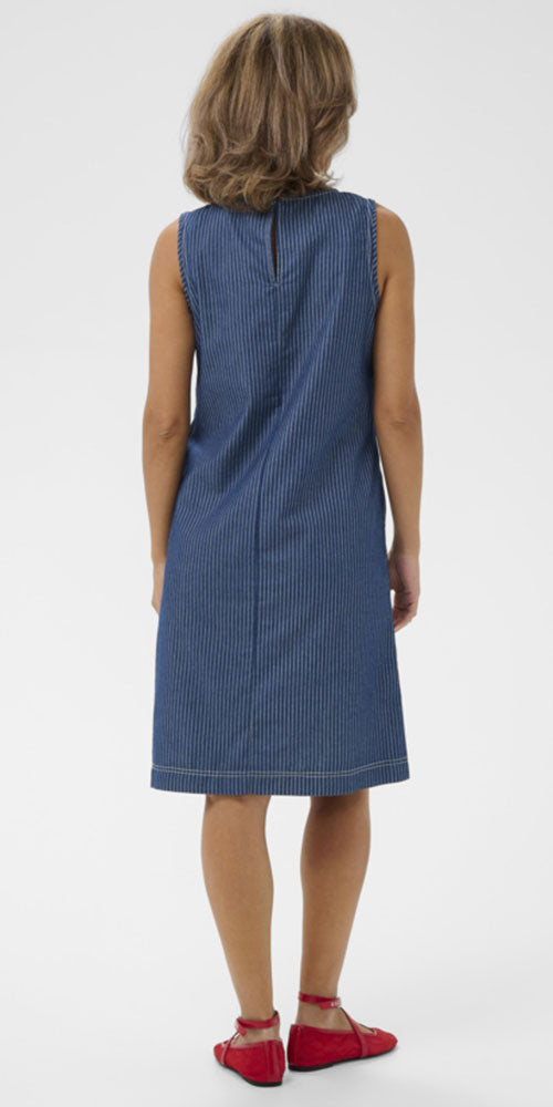 Cream Pinstripe Shift Dress