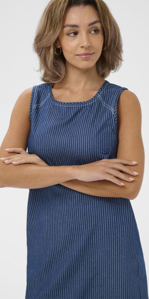 Cream Pinstripe Shift Dress