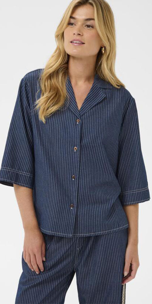 Cream Pinstripe Button Shirt