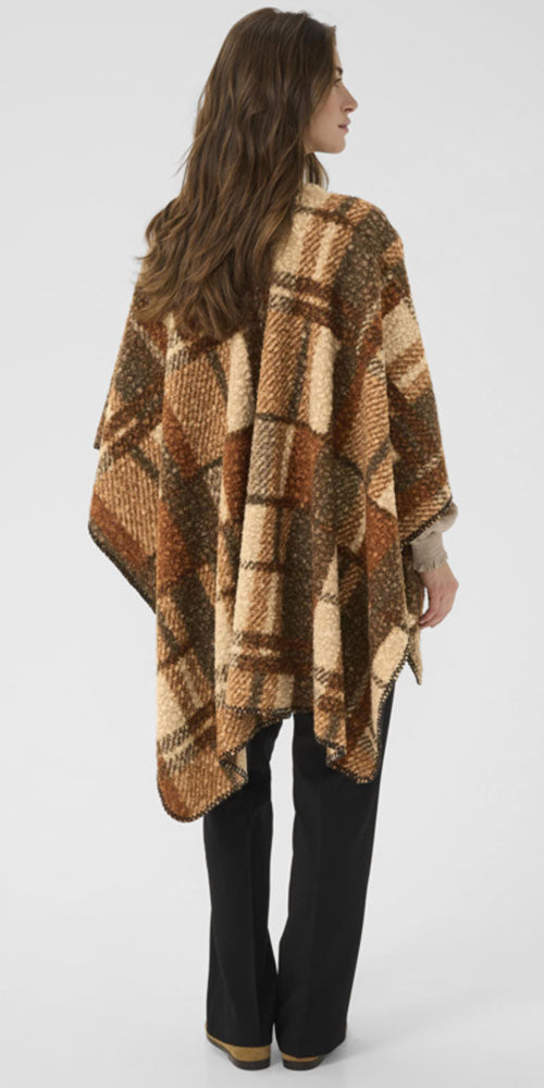 Cream Plaid Teddy Cape