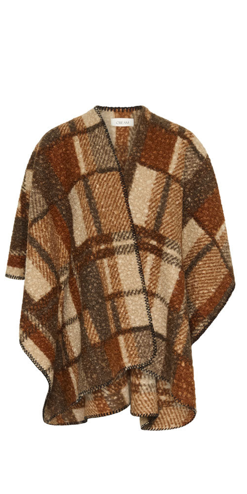 Cream Plaid Teddy Cape