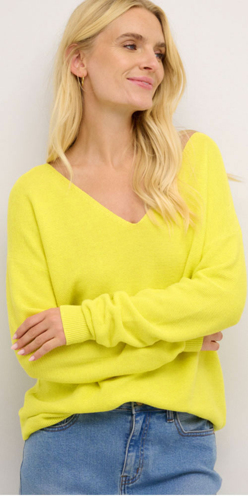Cream Cotton Pullover, bright yellow