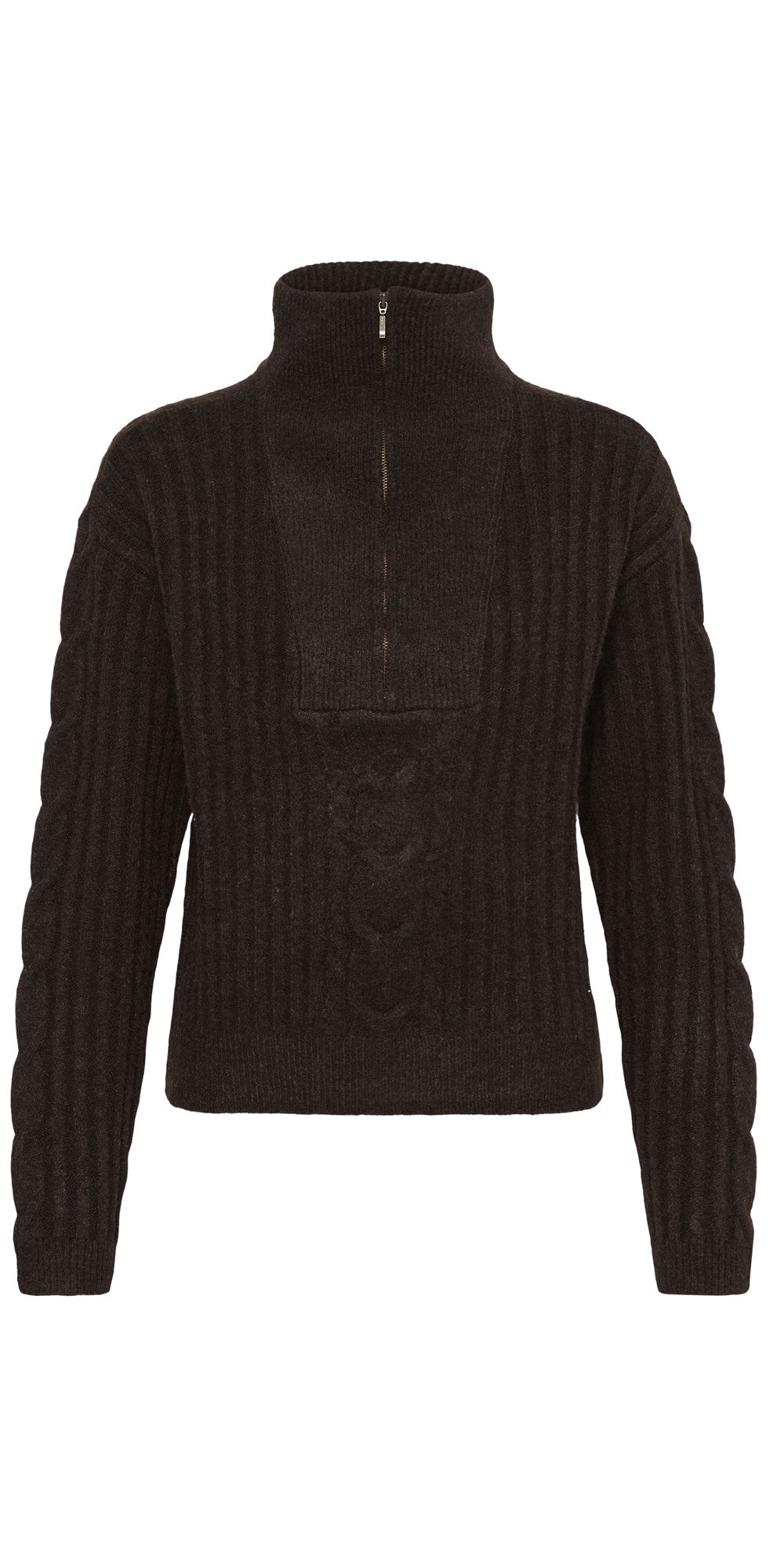 Cream Quarter Zip Sweater, chocolate brown