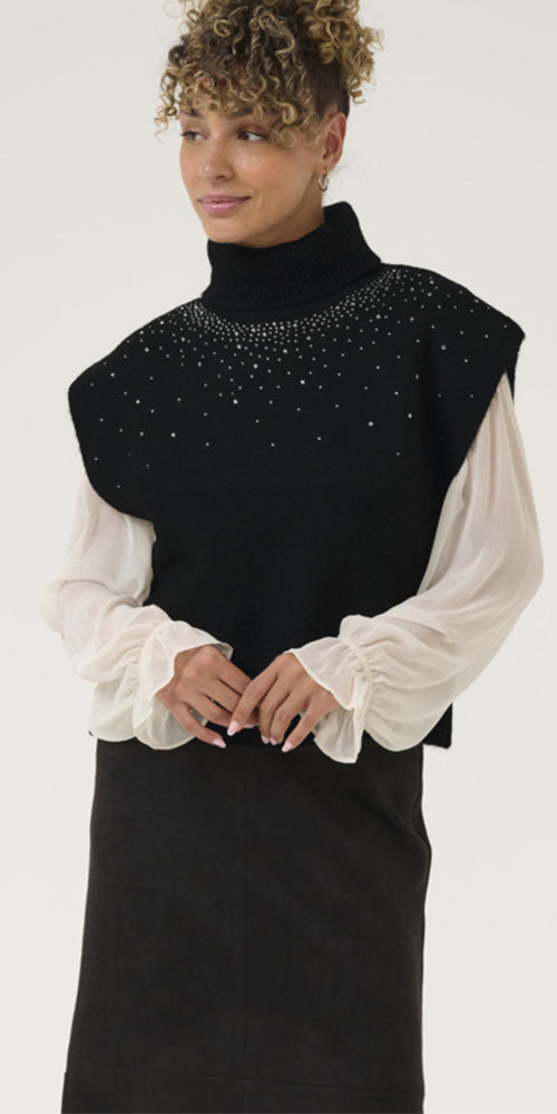 Cream Rhinestone Sweater Vest